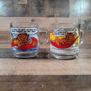 VINTAGE 1978 Coffee Mug Garfield Clear Glass Cup McDonald's by Jim Davis